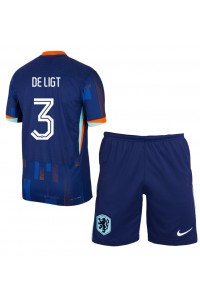 Fotbalové Dres Nizozemí Matthijs de Ligt #3 Dětské Venkovní Oblečení ME 2024 Krátký Rukáv (+ trenýrky)